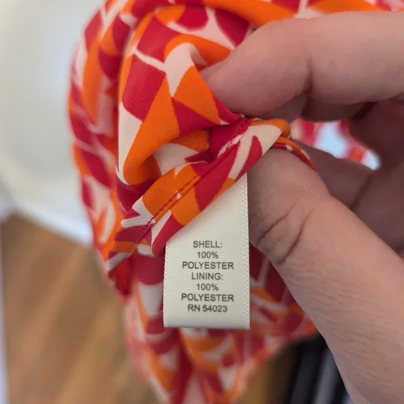 EUC Banana Republic Womens Small 4 Petite Geometric Pink orange Shirt Dress - Picture 9 of 9